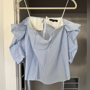 Vero cold shoulder blouse in narrow stripe